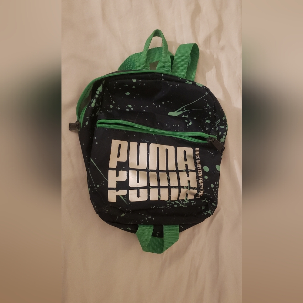 PUMA Black Backpack with Green Straps